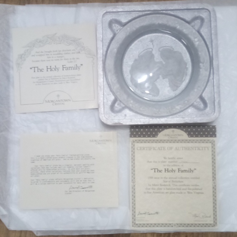 Limited Edition Plate The Holy Family MORGANTOWN CRYSTAL  Fire Polished 1988
